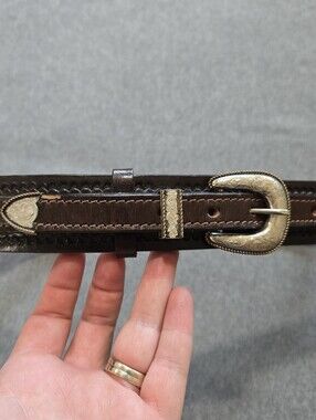 Mens Vintage Brown Western Leather Belt Size 40 Shepler's Made In USA Cowboy